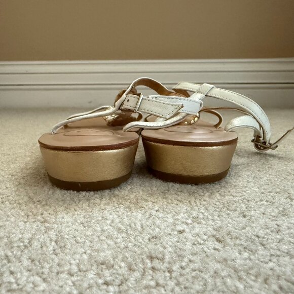 Jack Rogers Walsh Leather T-Strap Slingback Sandals, White & Gold, Size 10 - Picture 6 of 8